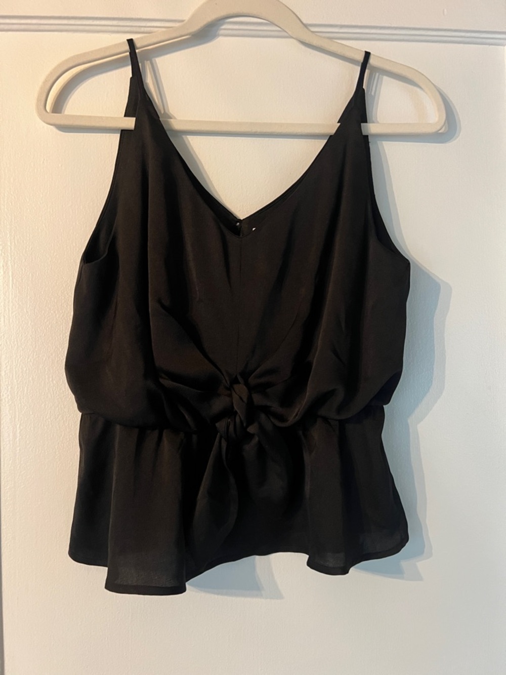 She + Sky Black Knot-Front Camisole